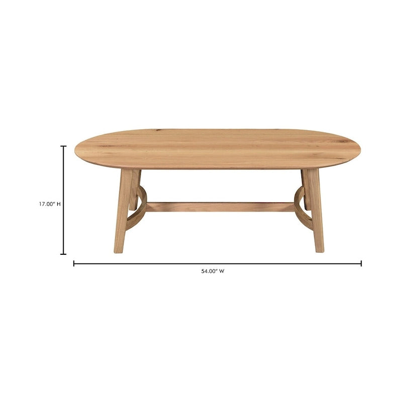 Table basse Aurelle Home Tyier en chêne massif de style moderne du milieu du siècle - 54 L x 17 H x 28 P