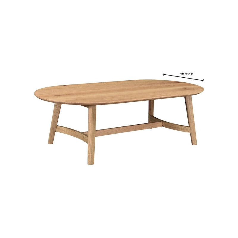 Table basse Aurelle Home Tyier en chêne massif de style moderne du milieu du siècle - 54 L x 17 H x 28 P