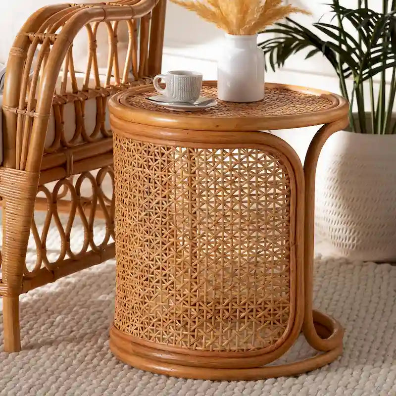 Table d'appoint en rotin bohème Eldon