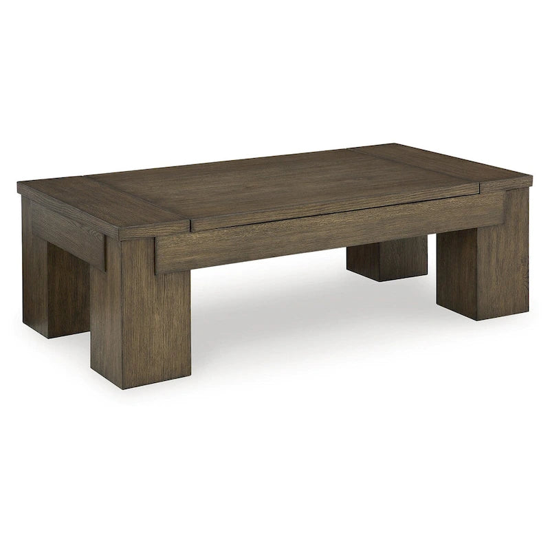 Table basse à plateau relevable Signature Design by Ashley Rosswain Brown - 54 larg. x 28 prof. x 18 haut.