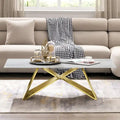 Table basse rectangulaire de luxe de 50 pouces en verre blanc avec base en miroir en forme de M