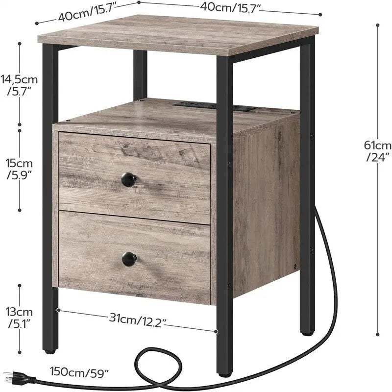 Table d'appoint avec station de recharge - 15,7P x 15,7L x 24H