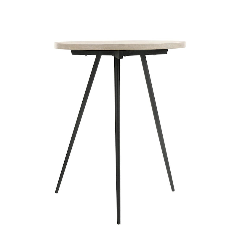 Table d'appoint ronde avec base en métal en chêne blanc et noir