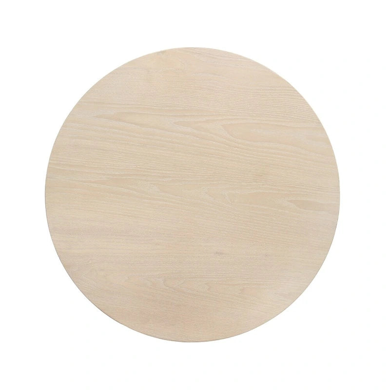Table d'appoint ronde avec base en métal en chêne blanc et noir