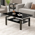 Table basse 2 plateaux en verre trempé clair