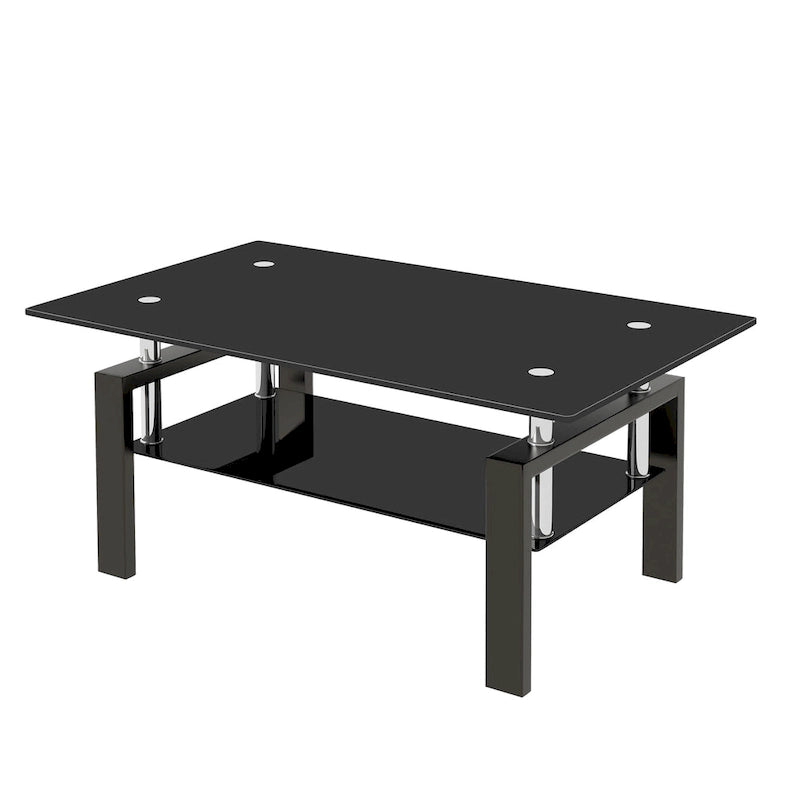 Table basse 2 plateaux en verre trempé clair