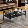 Table basse rectangulaire avec plateau en verre trempé, table moderne pour salon
