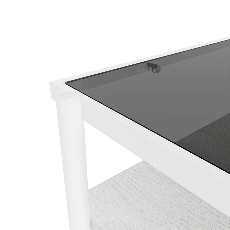 Table basse rectangulaire avec plateau en verre trempé, table moderne pour salon
