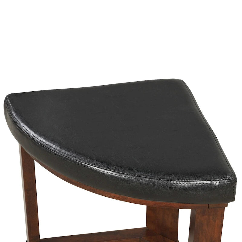 Ensemble table ronde en bois massif avec plateau en verre, table basse avec 4 tabourets