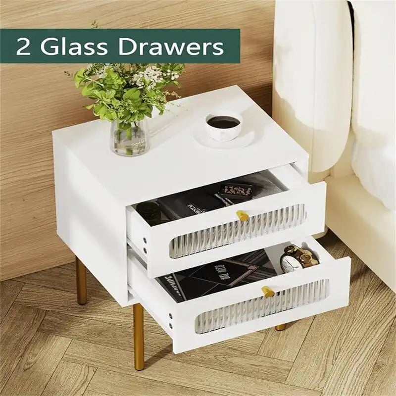 Table de chevet avec tiroirs pour chambre à coucher - 11,8P x 15,7L x 22,4H