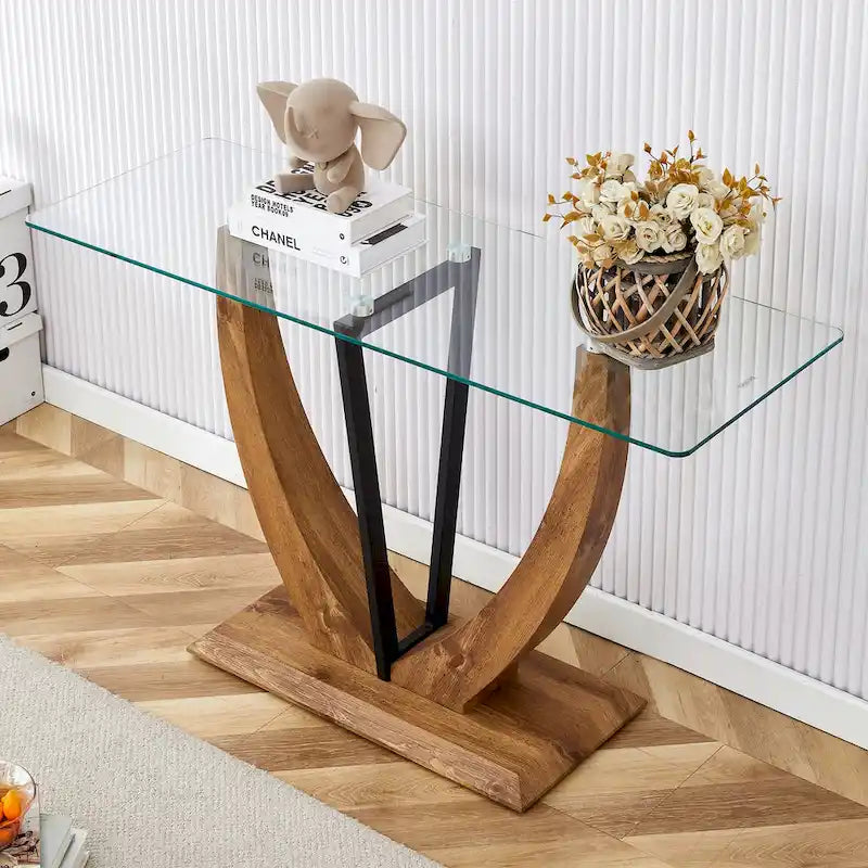Console en verre rectangulaire, moderne et simple