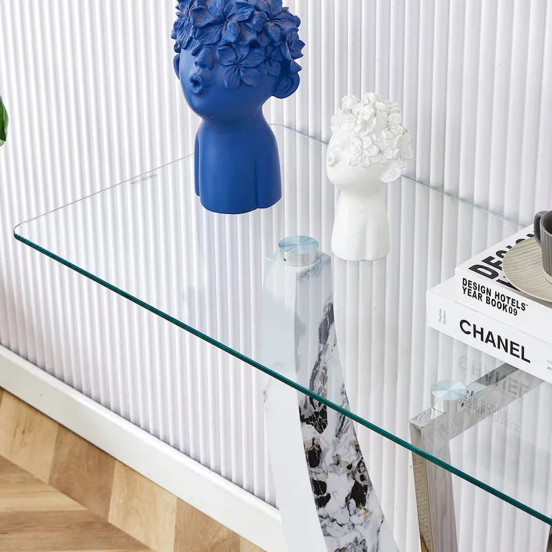 Console en verre rectangulaire, moderne et simple