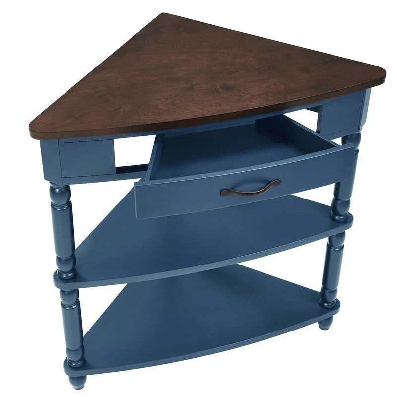 Table d'appoint d'angle triangulaire en bois pour petit salon
