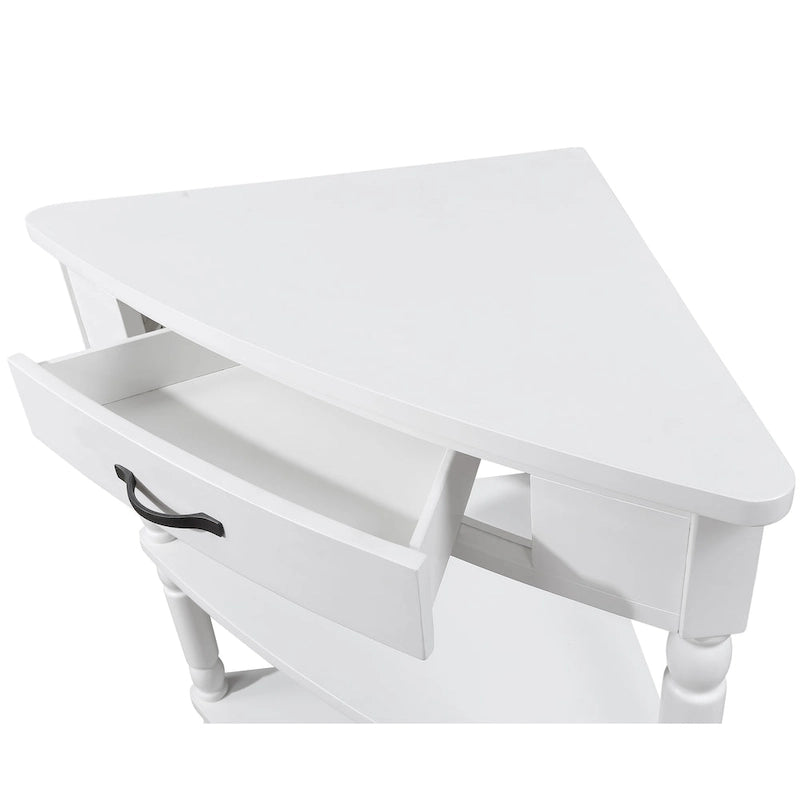 Table d'appoint d'angle triangulaire en bois pour petit salon