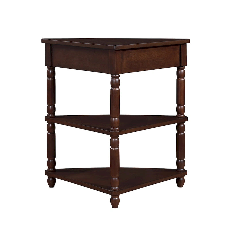 Table d'appoint d'angle triangulaire en bois pour petit salon