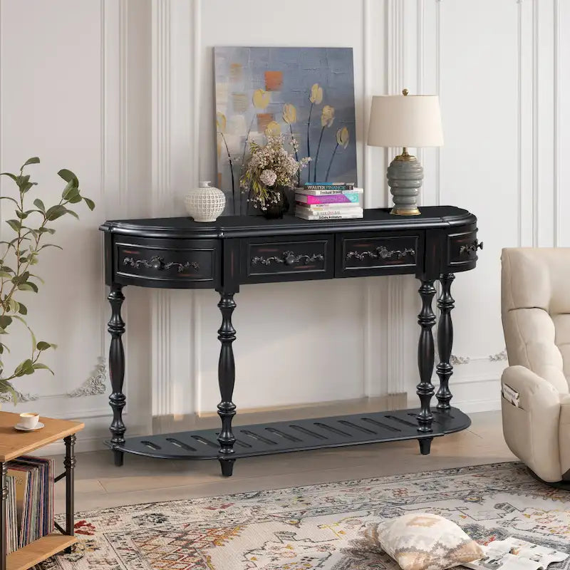 Console moderne avec 4 tiroirs et 1 étagère