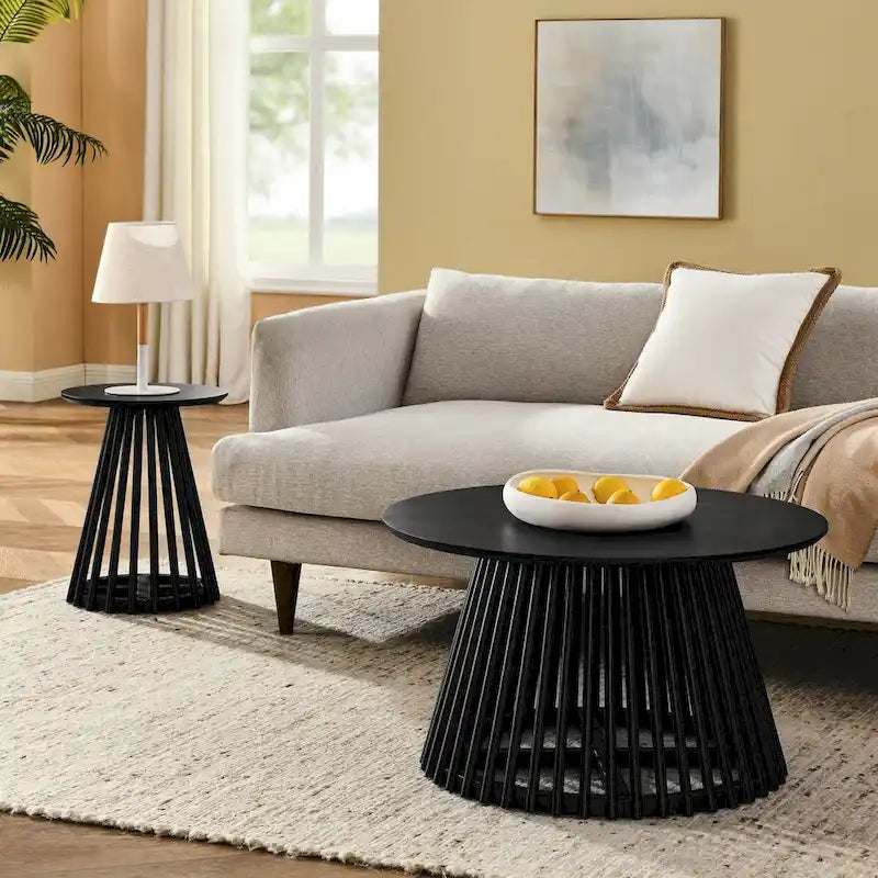 Table basse ronde en bois de 15,75 po, petite table d'appoint simple, table d'appoint en bois massif pour salon