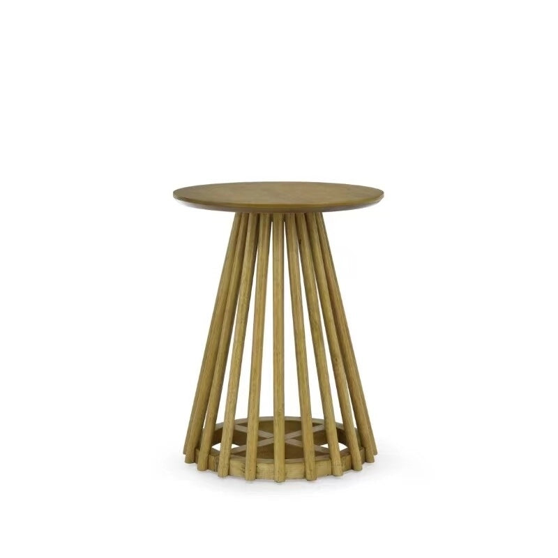 Table basse ronde en bois de 15,75 po, petite table d'appoint simple, table d'appoint en bois massif pour salon