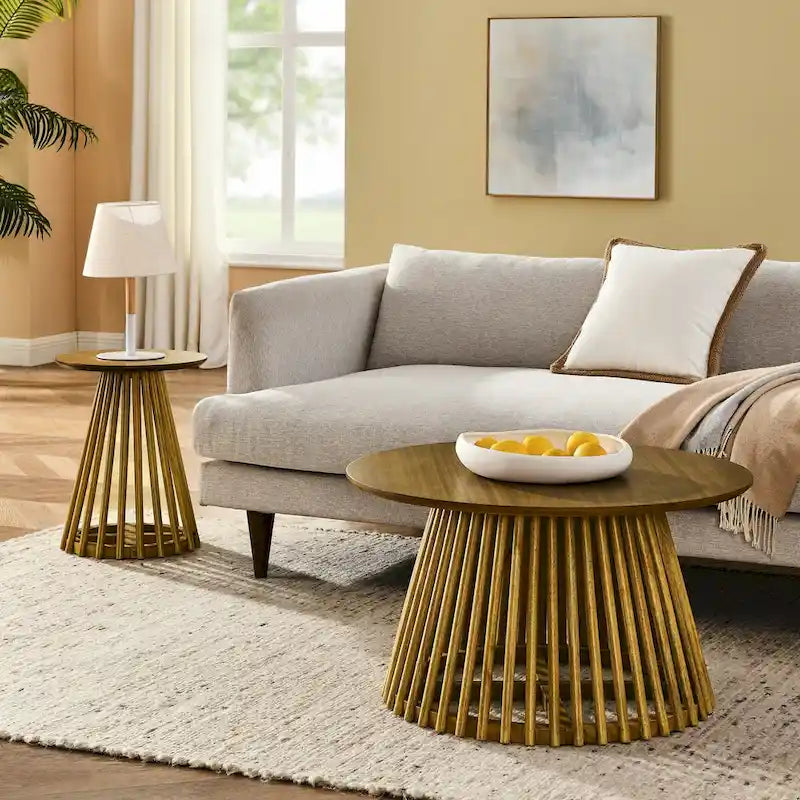 Table basse ronde en bois de 15,75 po, petite table d'appoint simple, table d'appoint en bois massif pour salon