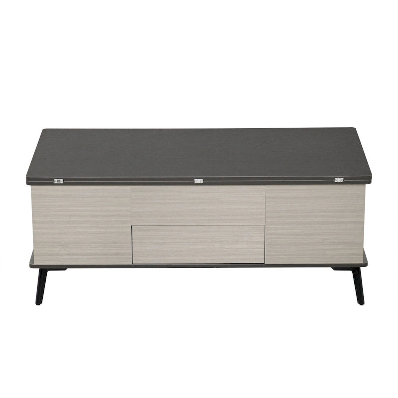 Ensemble de 5 tables basses relevables avec rangement, table à manger convertible