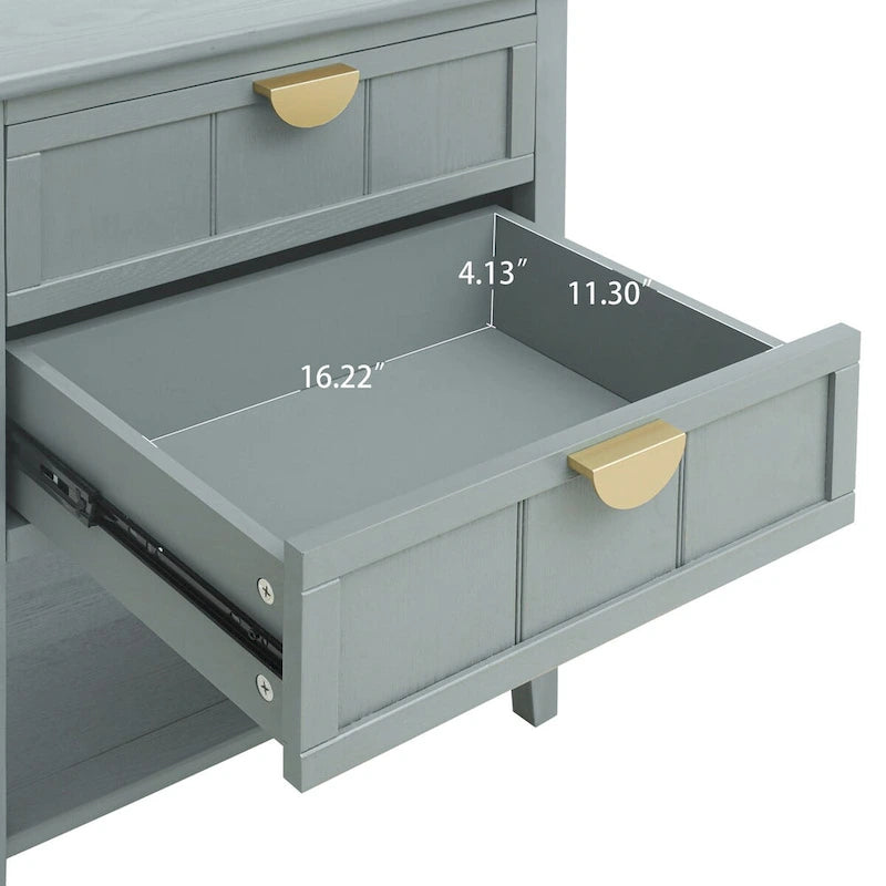 Table de chevet à 2 tiroirs, style américain, table d'appoint, convient pour chambre, salon, bureau