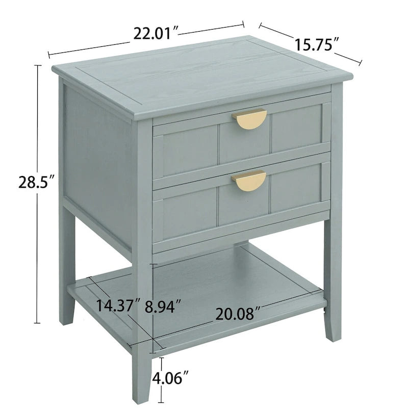 Table de chevet à 2 tiroirs, style américain, table d'appoint, convient pour chambre, salon, bureau