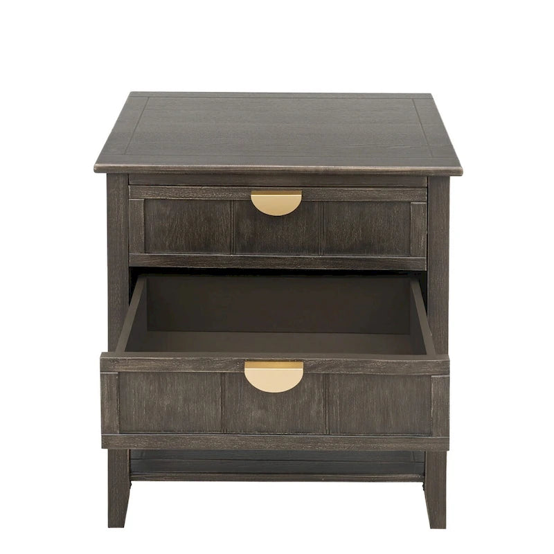 Table de chevet à 2 tiroirs, style américain, table d'appoint, convient pour chambre, salon, bureau