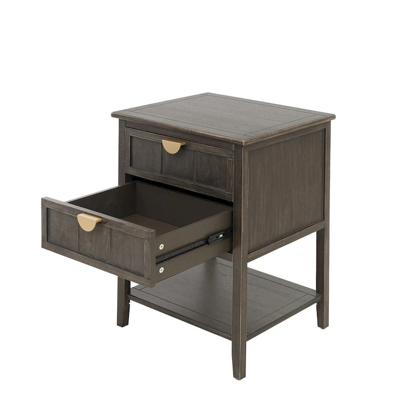 Table de chevet à 2 tiroirs, style américain, table d'appoint, convient pour chambre, salon, bureau
