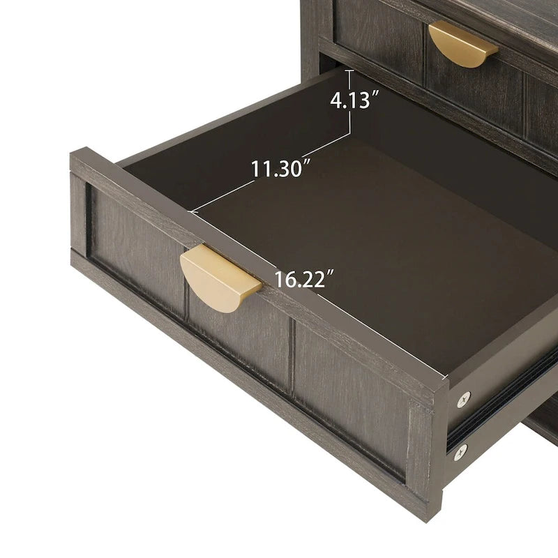 Table de chevet à 2 tiroirs, style américain, table d'appoint, convient pour chambre, salon, bureau