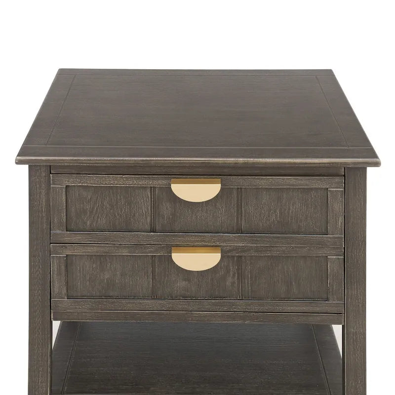 Table de chevet à 2 tiroirs, style américain, table d'appoint, convient pour chambre, salon, bureau