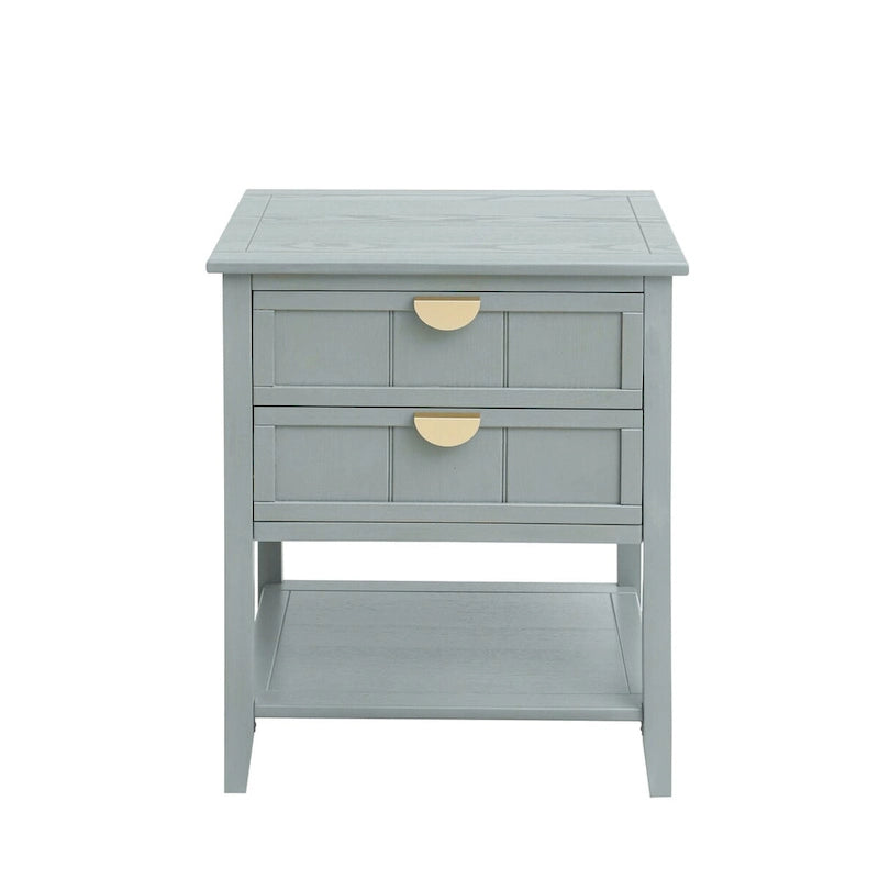 Table de chevet à 2 tiroirs, style américain, table d'appoint, convient pour chambre, salon, bureau