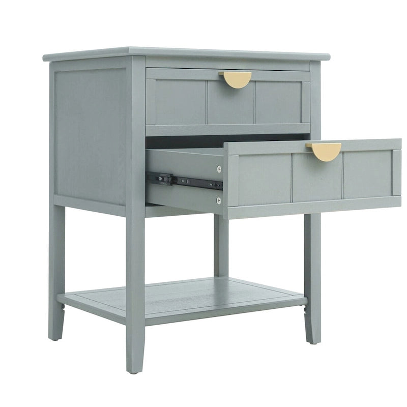 Table de chevet à 2 tiroirs, style américain, table d'appoint, convient pour chambre, salon, bureau