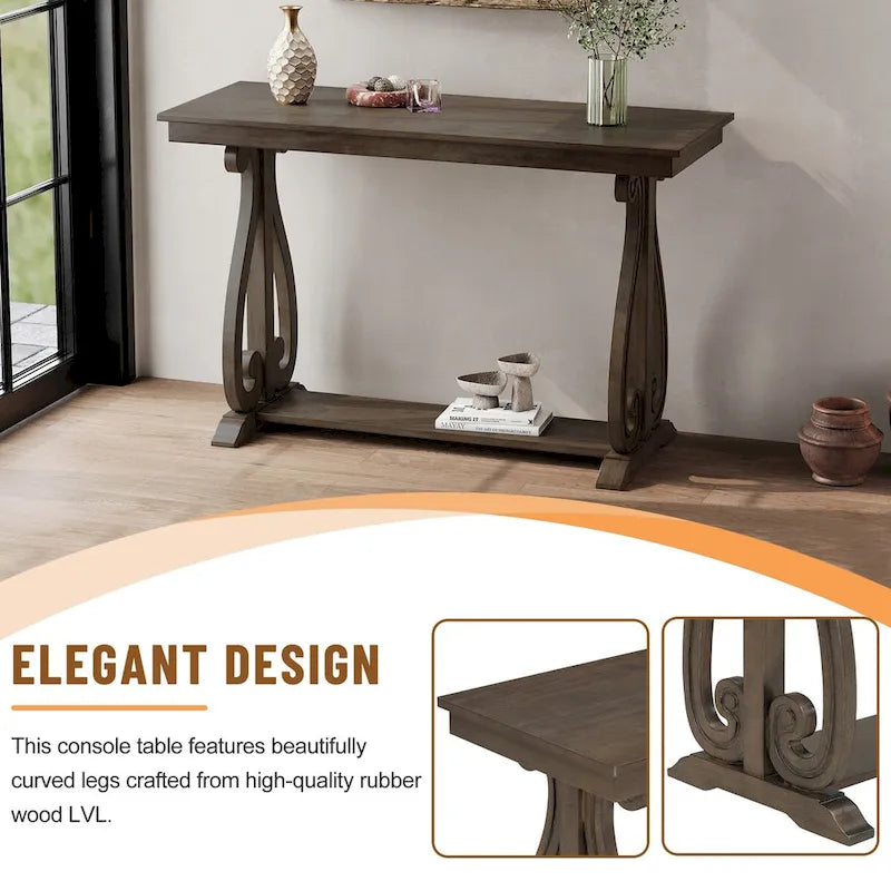 Console rustique vintage de 48 pouces --- Table d'entrée de style ferme avec étagère ouverte et construction robuste