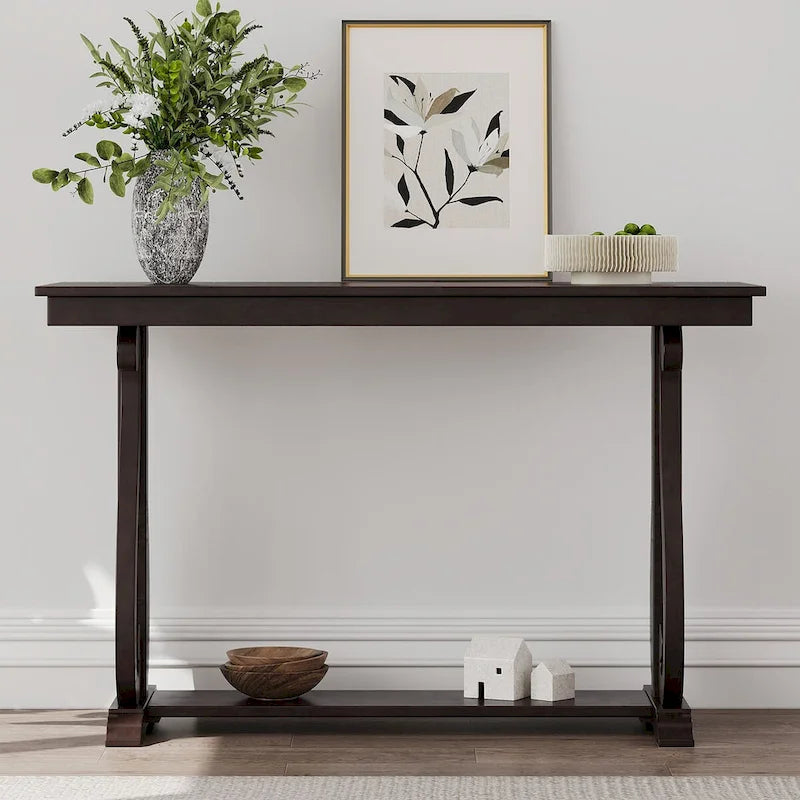 Console rustique vintage de 48 pouces --- Table d'entrée de style ferme avec étagère ouverte et construction robuste