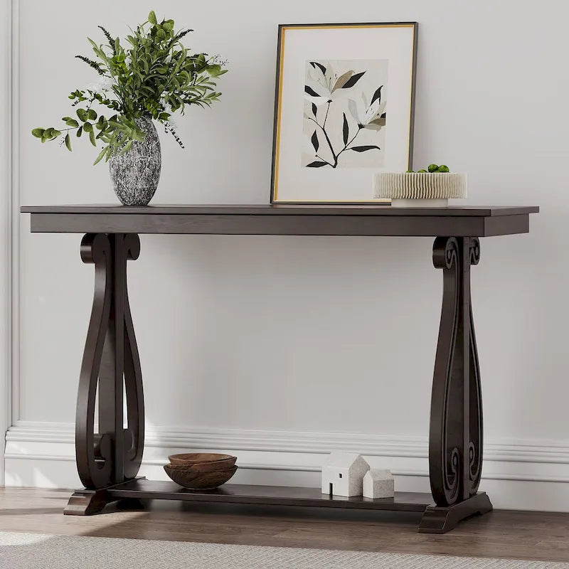Console rustique vintage de 48 pouces --- Table d'entrée de style ferme avec étagère ouverte et construction robuste