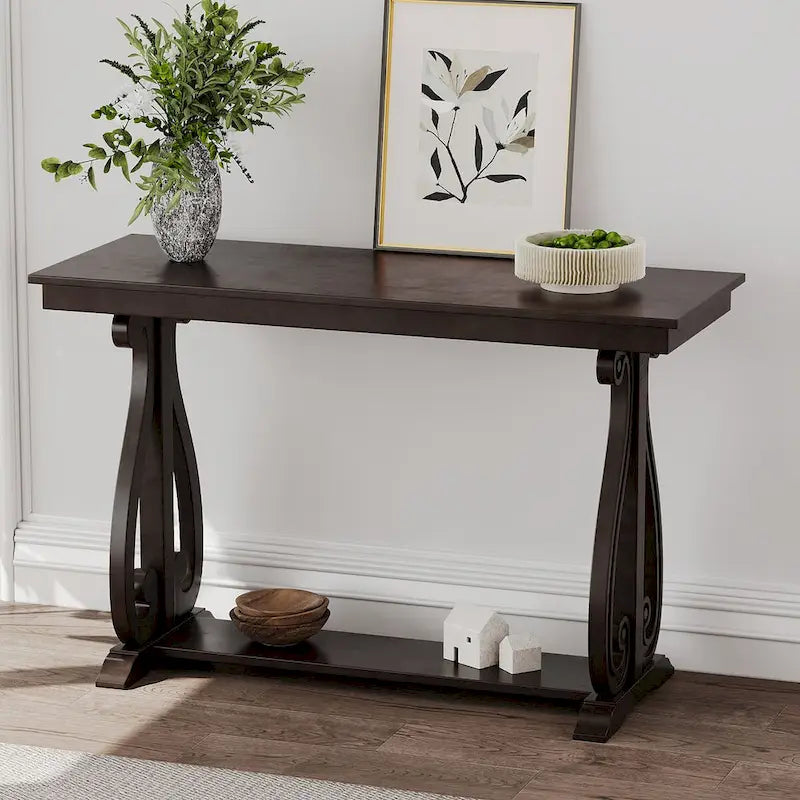 Console rustique vintage de 48 pouces --- Table d'entrée de style ferme avec étagère ouverte et construction robuste