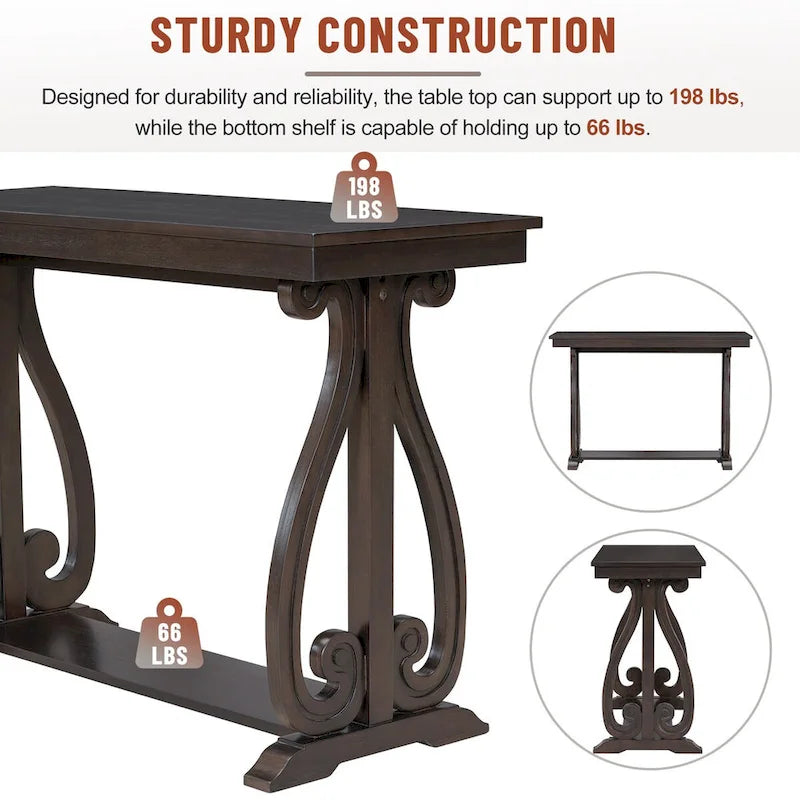 Console rustique vintage de 48 pouces --- Table d'entrée de style ferme avec étagère ouverte et construction robuste