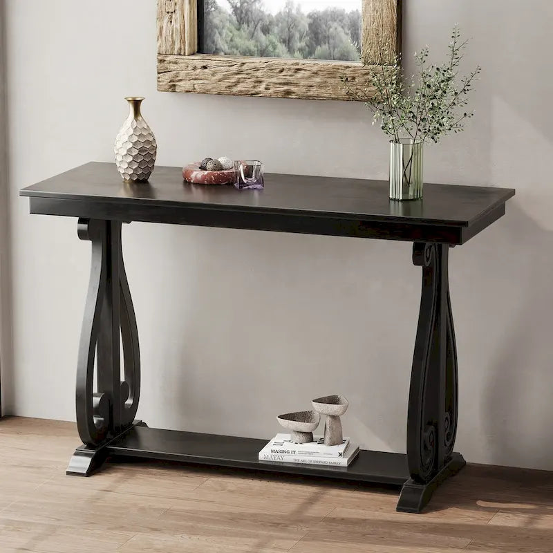 Console rustique vintage de 48 pouces --- Table d'entrée de style ferme avec étagère ouverte et construction robuste