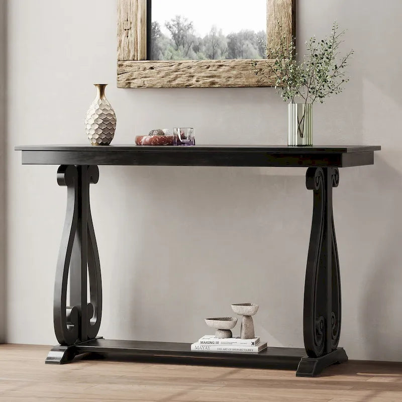 Console rustique vintage de 48 pouces --- Table d'entrée de style ferme avec étagère ouverte et construction robuste