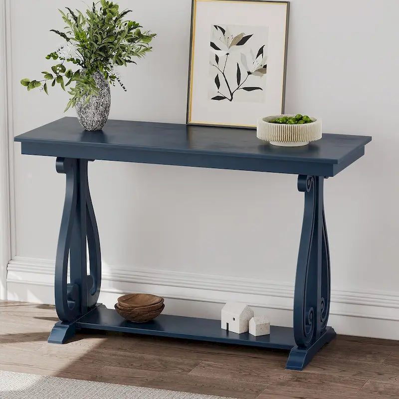 Console rustique vintage de 48 pouces --- Table d'entrée de style ferme avec étagère ouverte et construction robuste