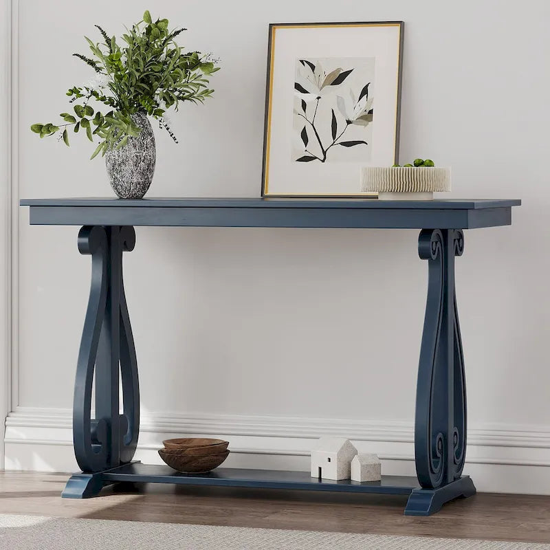 Console rustique vintage de 48 pouces --- Table d'entrée de style ferme avec étagère ouverte et construction robuste