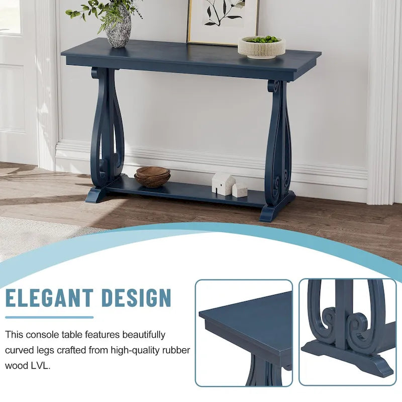 Console rustique vintage de 48 pouces --- Table d'entrée de style ferme avec étagère ouverte et construction robuste