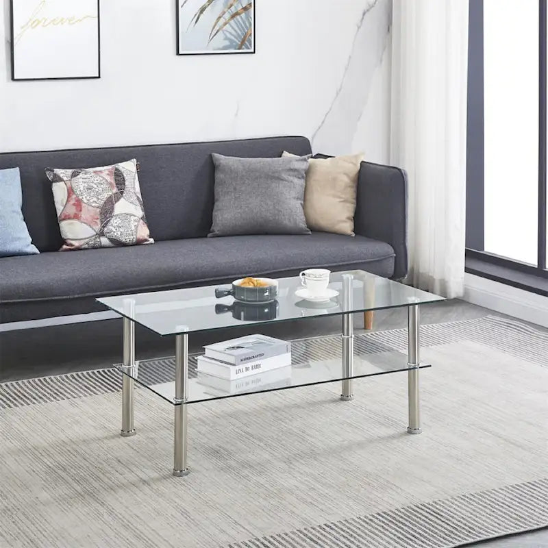 Table basse en verre transparent, Table d'appoint en verre trempé