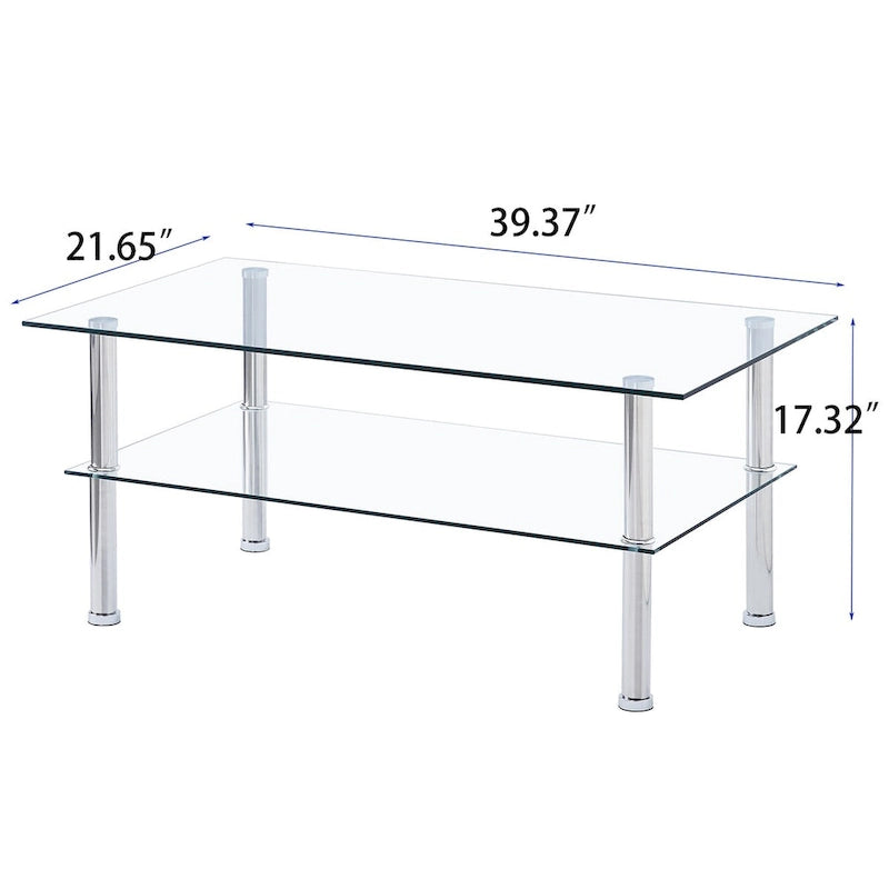 Table basse en verre transparent, Table d'appoint en verre trempé