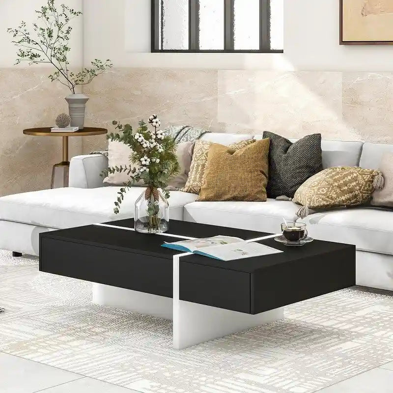 Table basse rectangulaire moderne et simple, meuble de salon, table de cocktail à surface brillante, table centrale pour canapé
