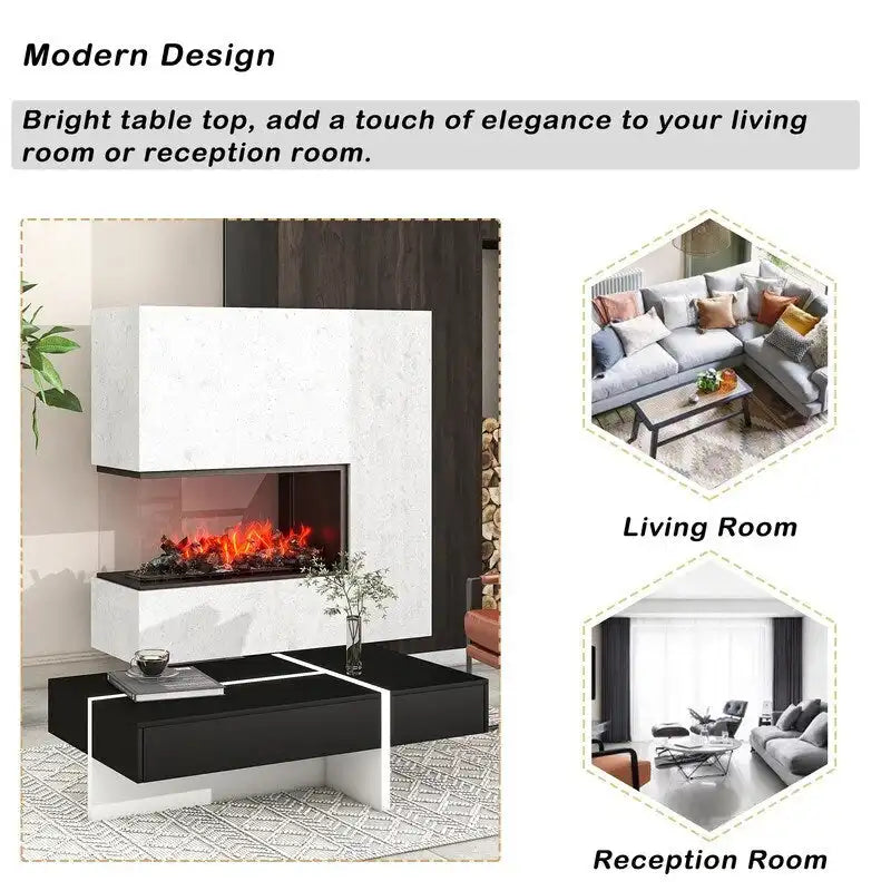 Table basse rectangulaire moderne et simple, meuble de salon, table de cocktail à surface brillante, table centrale pour canapé