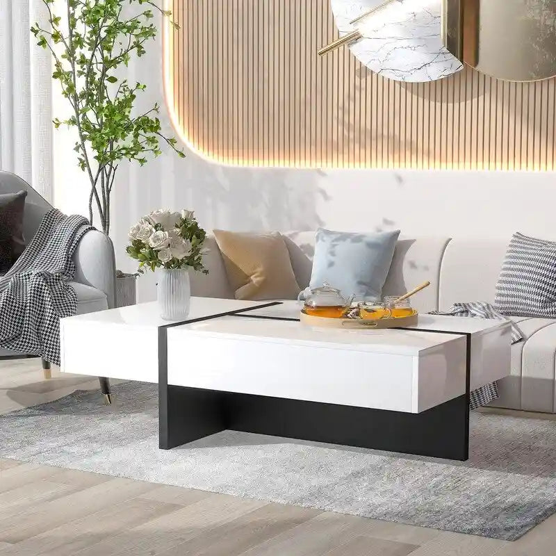 Table basse rectangulaire moderne et simple, meuble de salon, table de cocktail à surface brillante, table centrale pour canapé