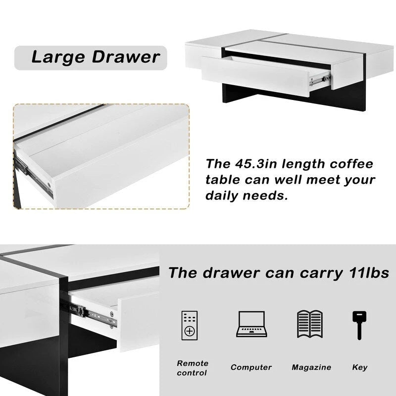 Table basse rectangulaire moderne et simple, meuble de salon, table de cocktail à surface brillante, table centrale pour canapé