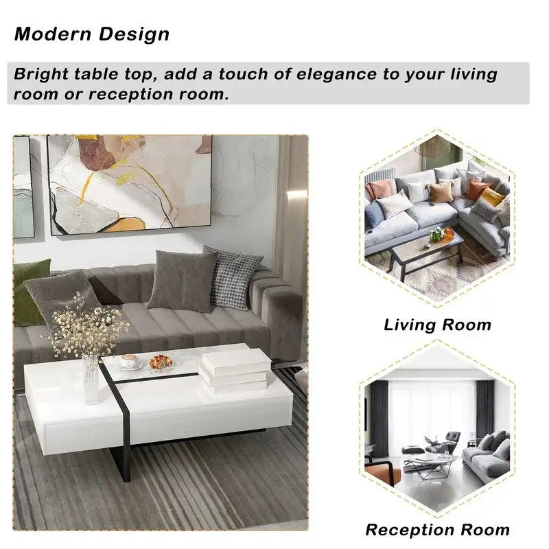 Table basse rectangulaire moderne et simple, meuble de salon, table de cocktail à surface brillante, table centrale pour canapé