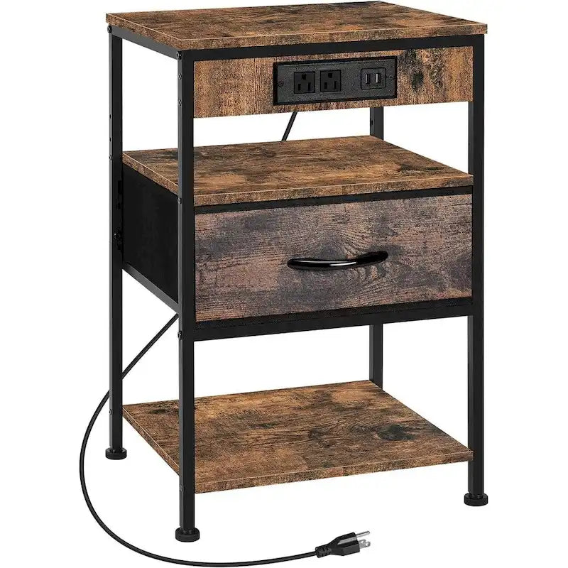 Table de chevet avec station de recharge et tiroir